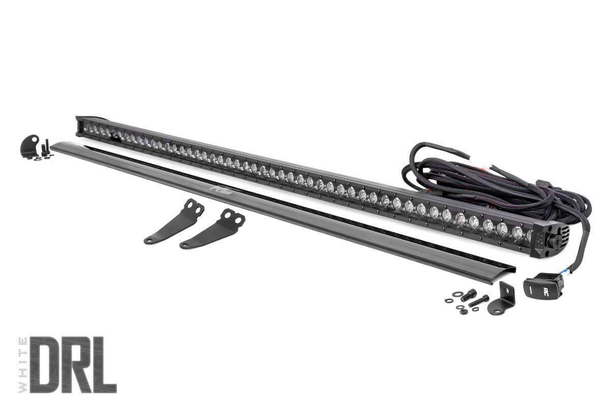 Rough Country Polaris 50-Inch Single-Row Lower Windshield LED Kit Black Series w/ White DRL 19-20 General Rough Country