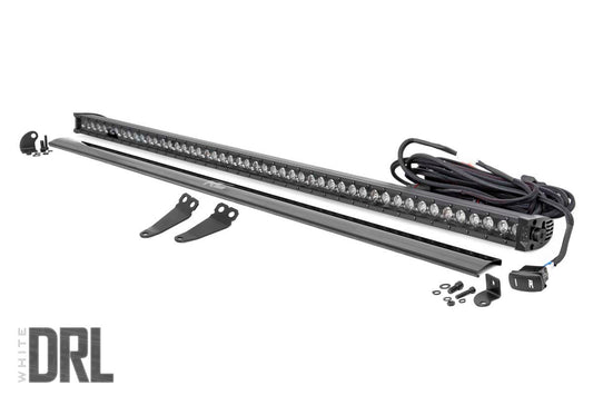 LED Light Kit Lower Windshield 50 Inch Black Single Row White DRL Polaris General XP 4 1000 Rough Country