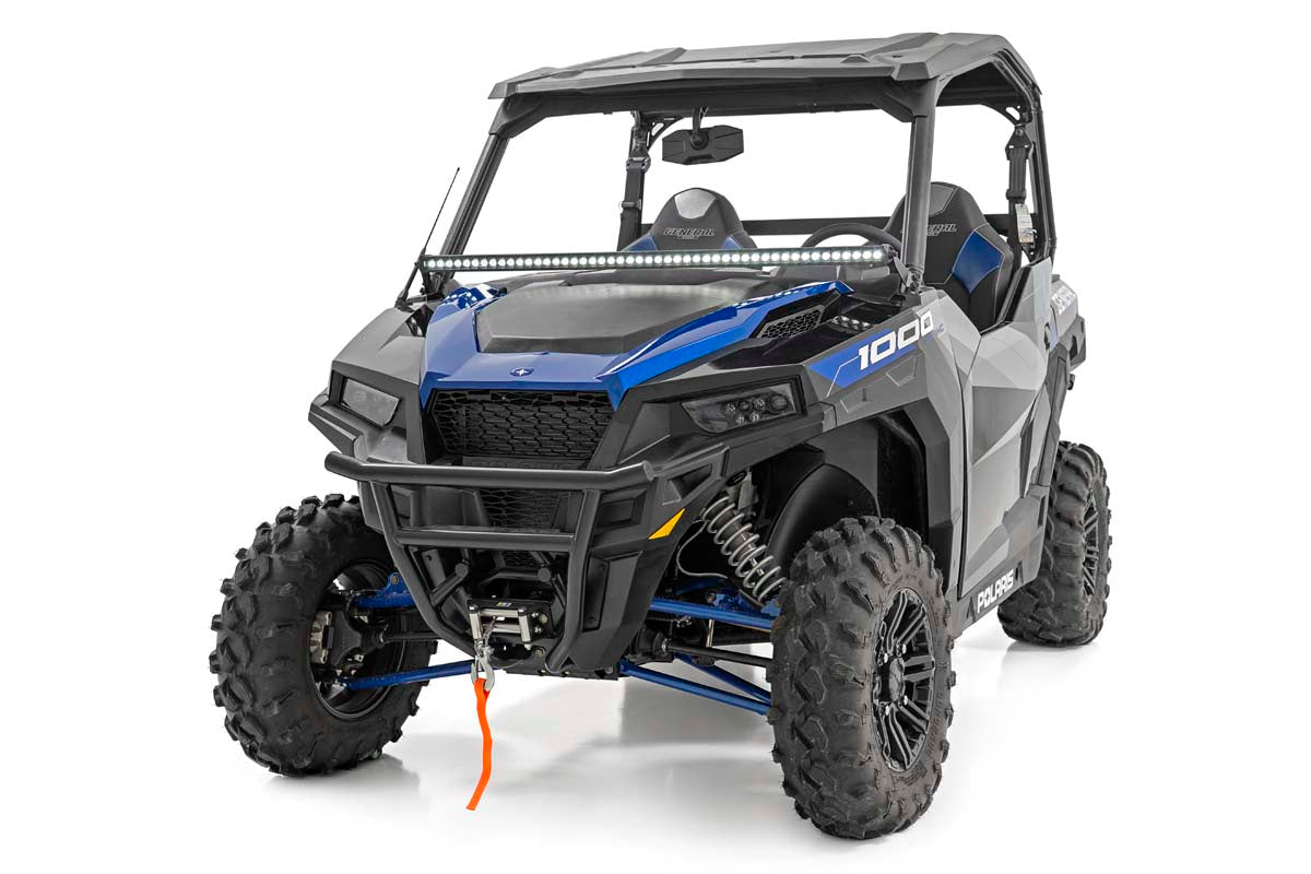 Rough Country Polaris 50-Inch Single-Row Lower Windshield LED Kit Black Series w/ White DRL 19-20 General Rough Country