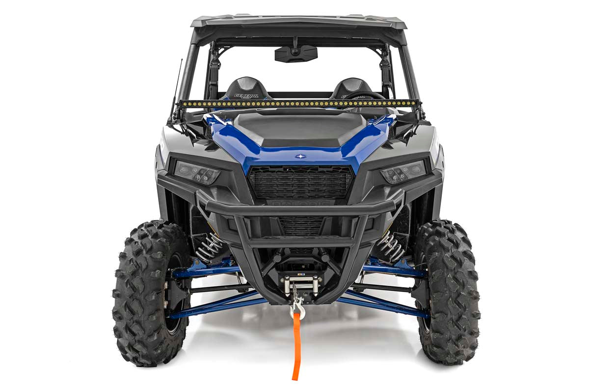 Rough Country Polaris 50-Inch Single-Row Lower Windshield LED Kit Black Series w/ White DRL 19-20 General Rough Country