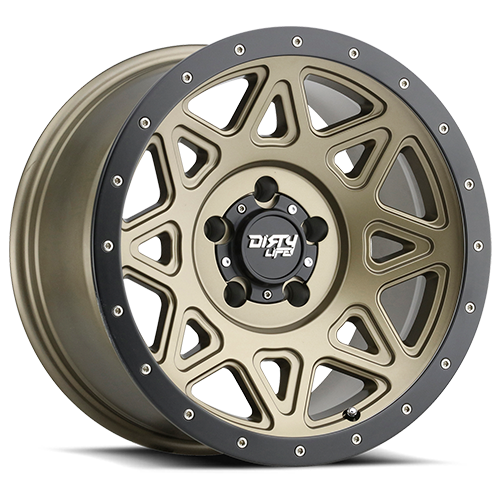 Theory 9305 Matte Gold W/Matte Black Lip 17X9 8-165.1 -12Mm 130.8Mm Dirty Life Race Wheels