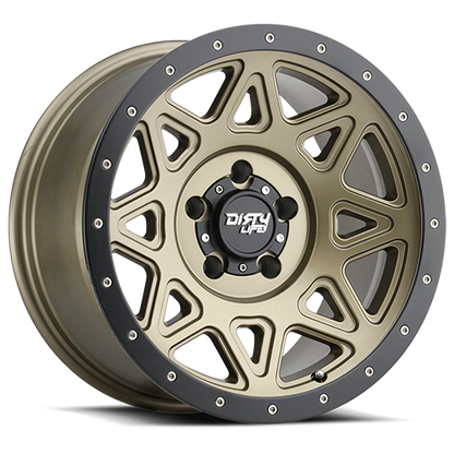Theory 9305 Matte Gold W/Matte Black Lip 17X9 8-165.1 -12Mm 130.8Mm Dirty Life Race Wheels