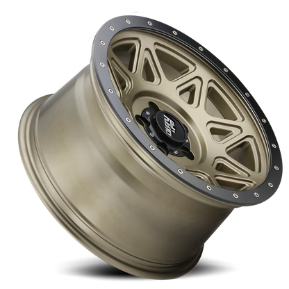 Theory 9305 Matte Gold W/Matte Black Lip 17X9 8-165.1 -12Mm 130.8Mm Dirty Life Race Wheels-1