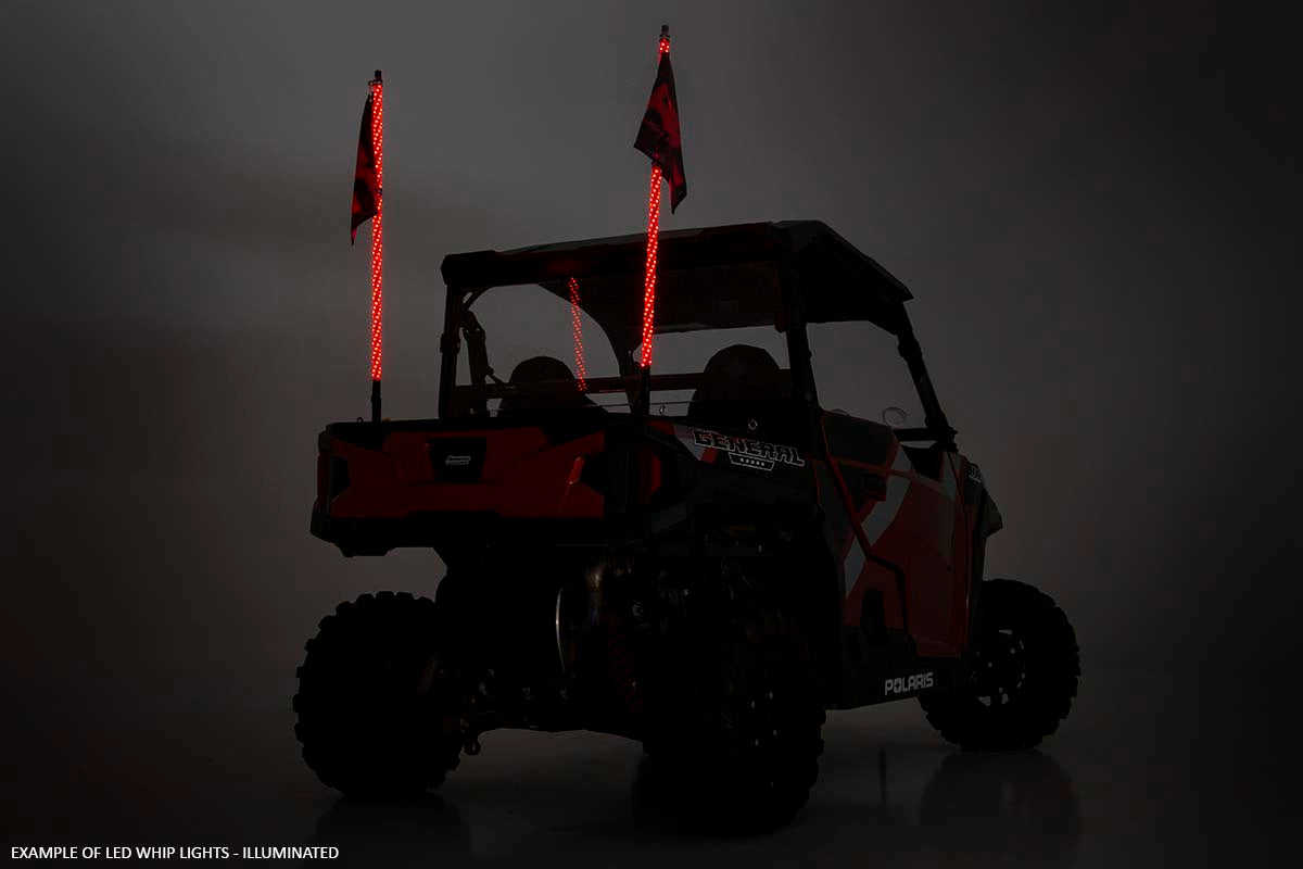 Whip Mount Cage 4 Foot Multl-Color LED Whip Pair Polaris RZR XP 1000 Rough Country-3