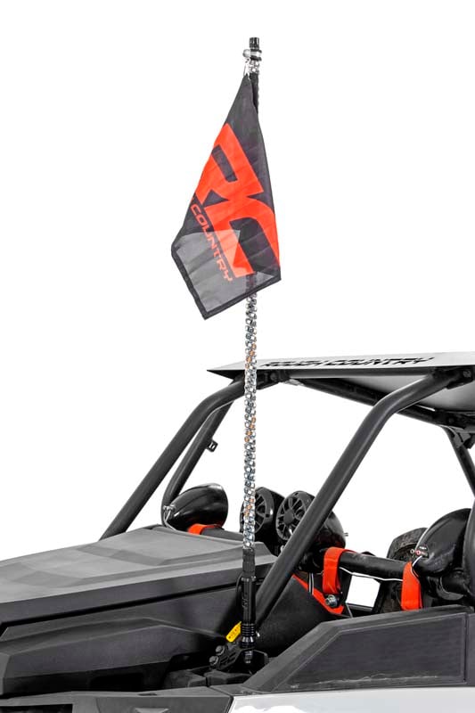 Whip Mount Cage 4 Foot Multl-Color LED Whip Pair Polaris RZR XP 1000 Rough Country-4