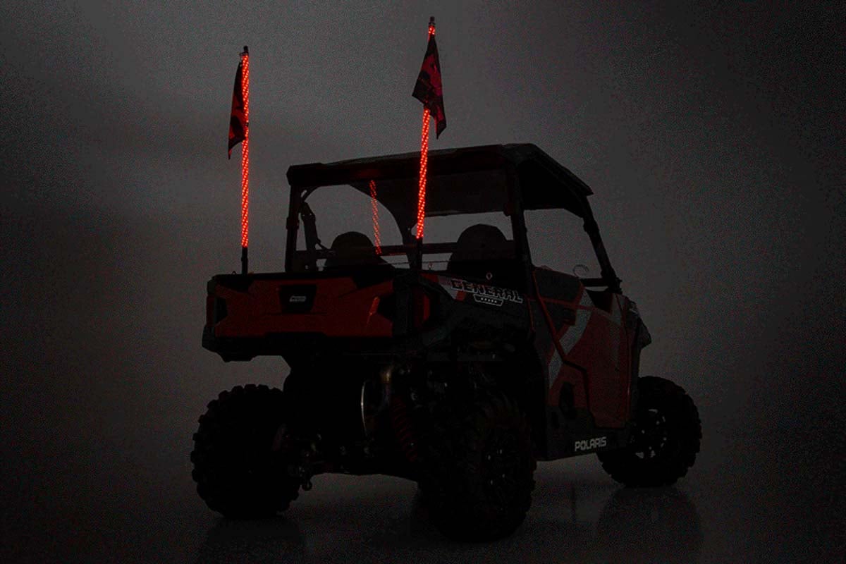 Whip Mount Bed 4 Foot Multl-Color LED Whip Pair Polaris General/Ranger 1000/Ranger XP 900/1000 Rough Country-3