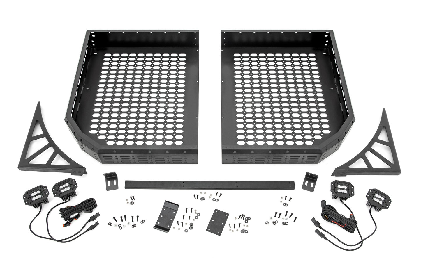 Cargo Rack Dual 2 Inch Black LED Pairs Flush Mount Polaris Ranger XP 1000 Rough Country