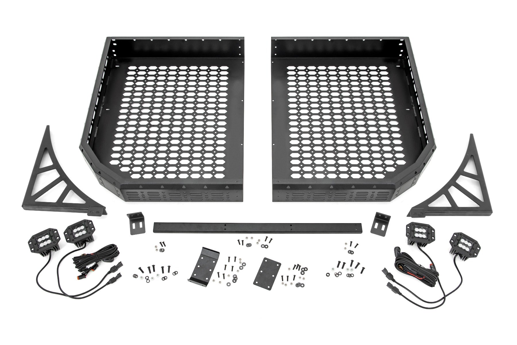 Cargo Rack Dual 2 Inch Black LED Pairs Flush Mount Polaris Ranger XP 1000 Rough Country
