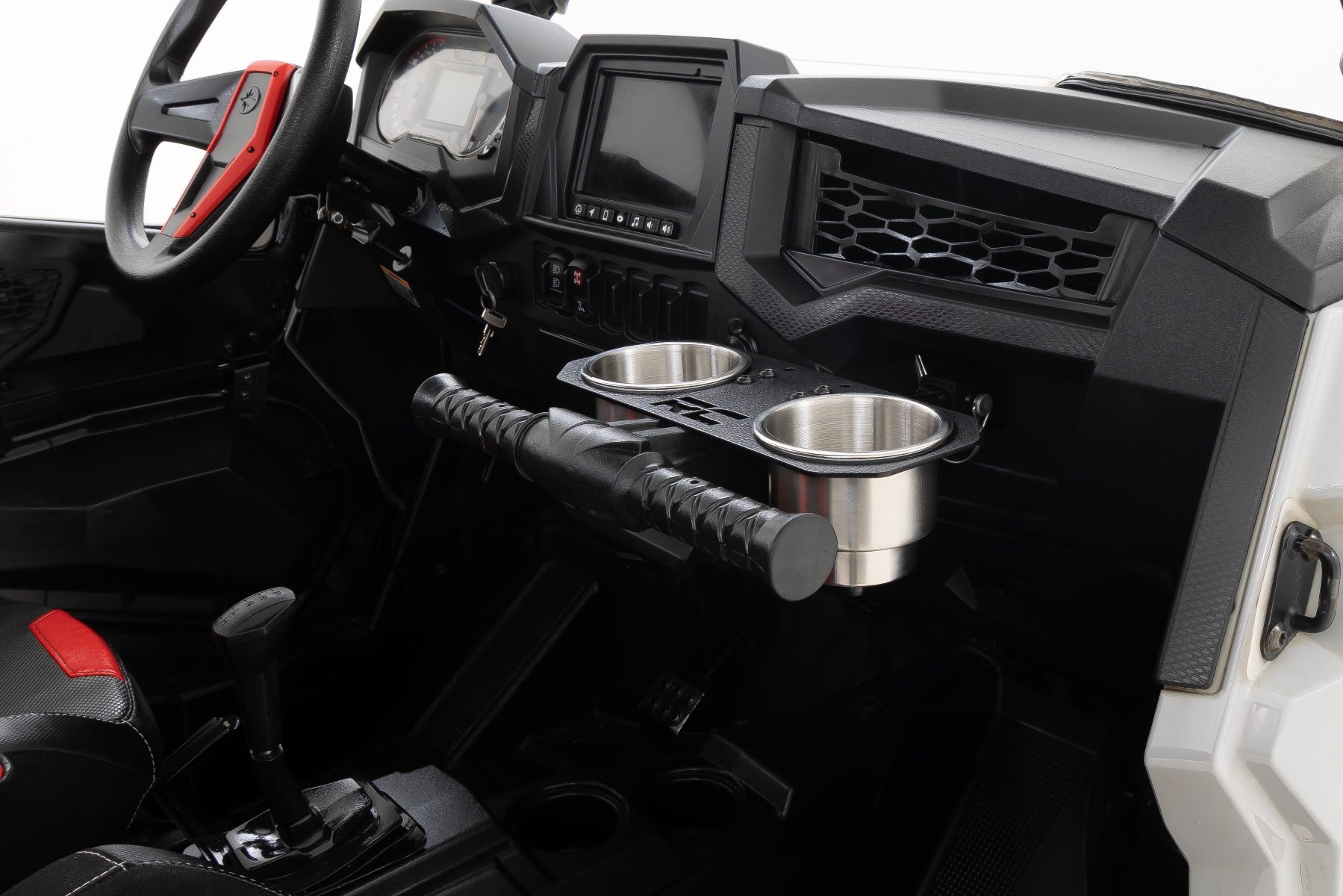 Passenger Grip Handle Dual Cup Holder Polaris RZR 4 900/RZR S 1000 Rough Country-1