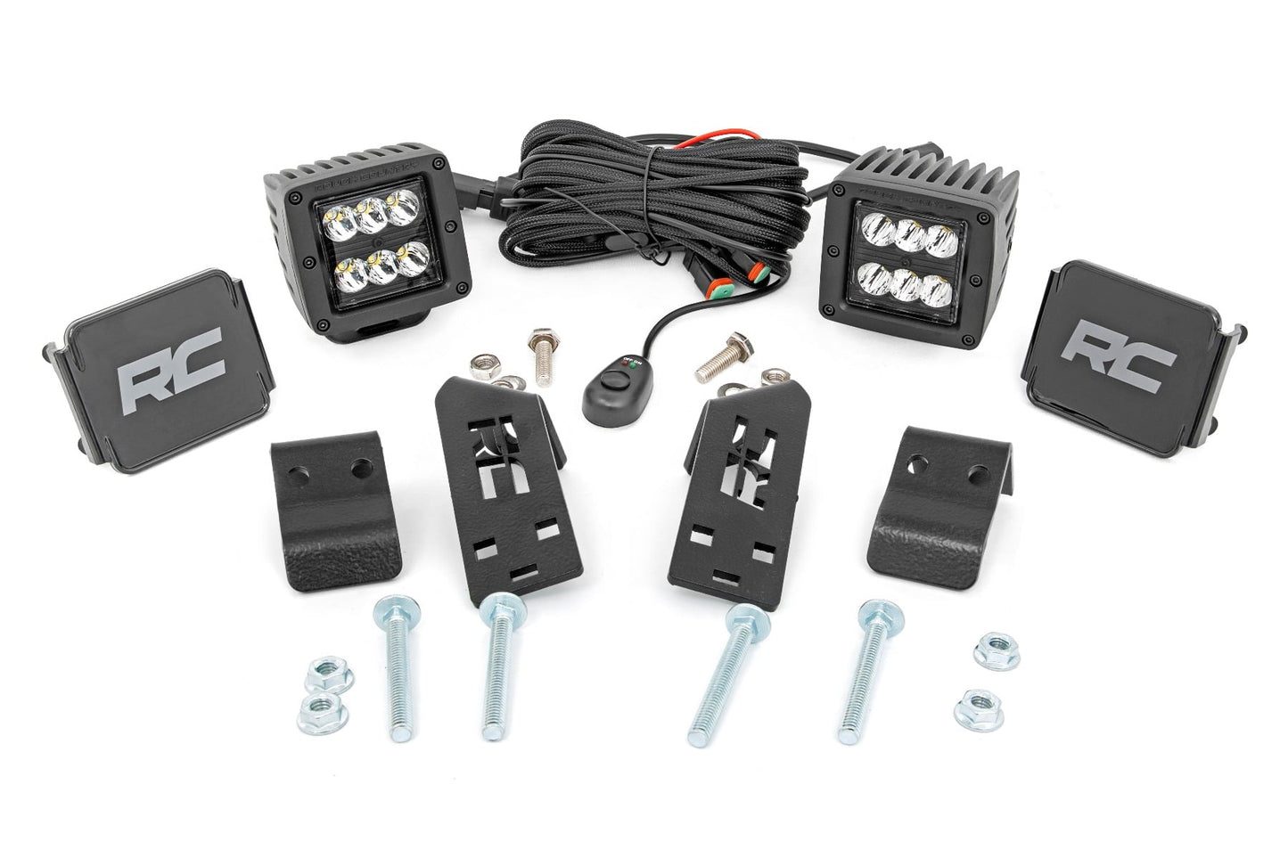 LED Light Kit A Pillar Mount 2 Inch Black Pair Spot Polaris RZR PRO XP Rough Country