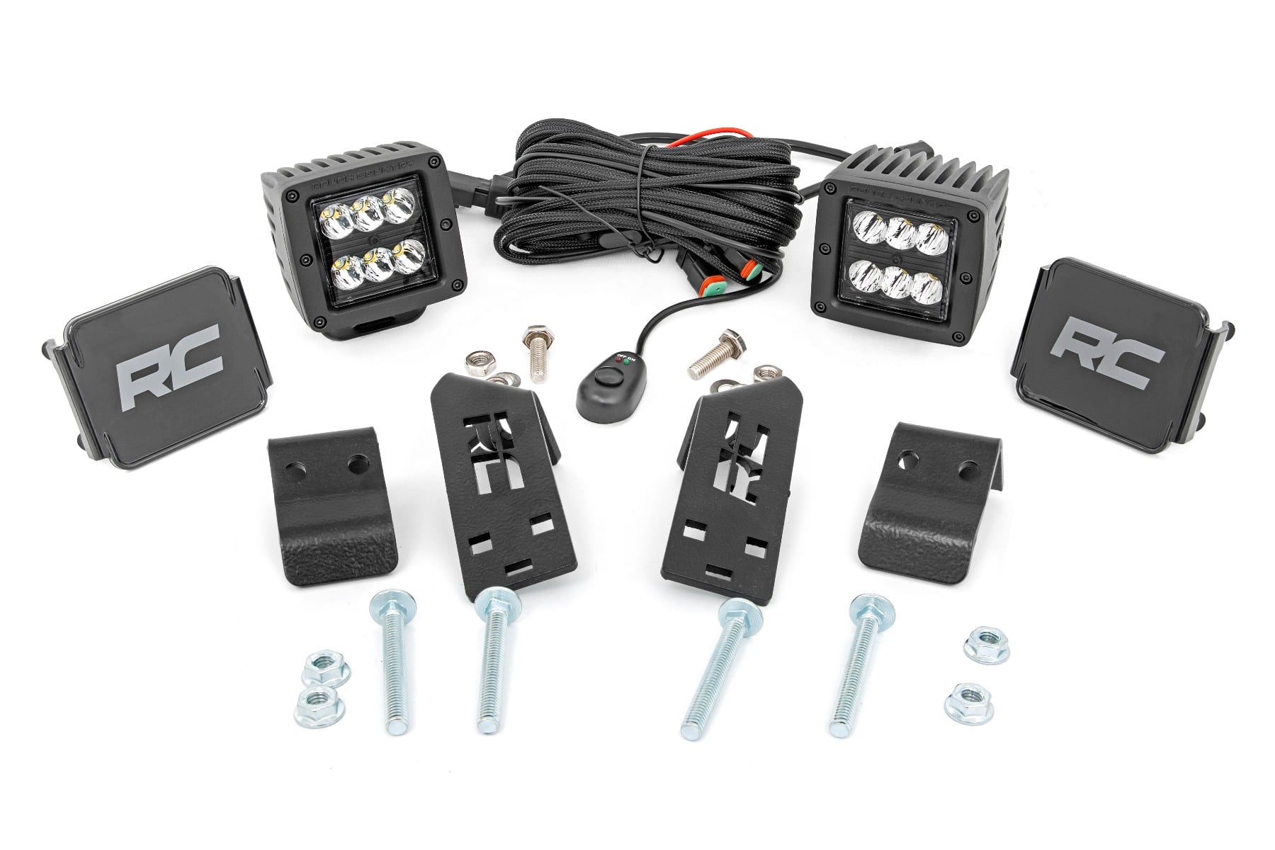 LED Light Kit A Pillar Mount 2 Inch Black Pair Spot Polaris RZR PRO XP Rough Country