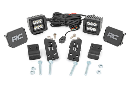 LED Light Kit A Pillar Mount 2 Inch Black Pair Spot Polaris RZR PRO XP Rough Country