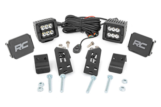 LED Light Kit A Pillar Mount 2 Inch Black Pair Spot Polaris RZR PRO XP Rough Country