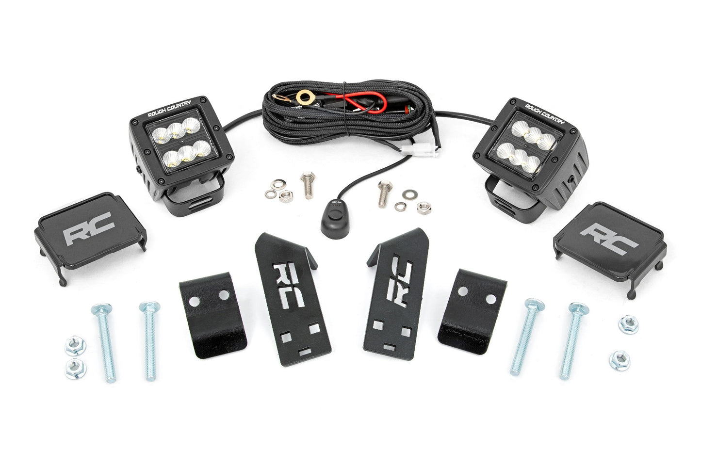 Rough Country Polaris Dual LED Cube Kit w/Black Series Flood LED's 20-21 Polaris RZR PRO XP Rough Country