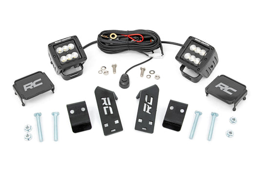 Rough Country Polaris Dual LED Cube Kit w/Black Series Flood LED's 20-21 Polaris RZR PRO XP Rough Country