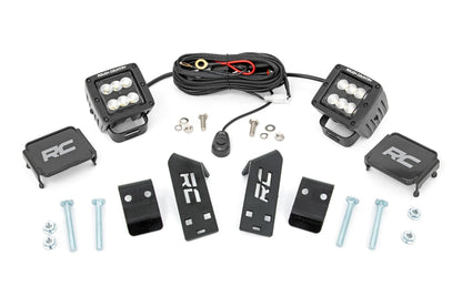 LED Light Kit A Pillar Mount 2 Inch Black Pair Flood Polaris RZR PRO XP Rough Country
