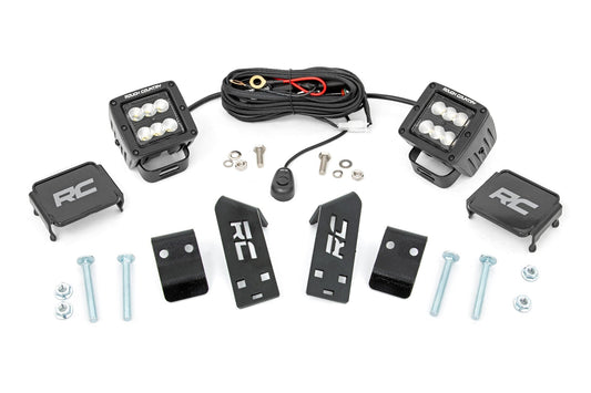 LED Light Kit A Pillar Mount 2 Inch Black Pair Flood Polaris RZR PRO XP Rough Country