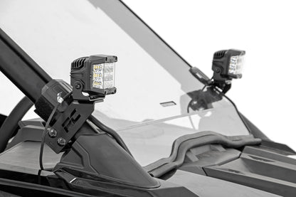 LED Light Kit A Pillar Mount 2 Inch Chrome Pair Wide Angle Polaris RZR PRO XP Rough Country-1