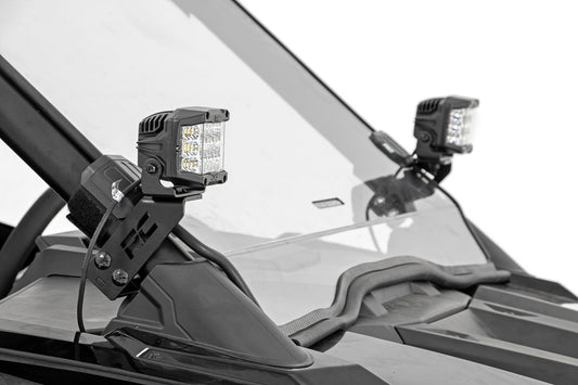 LED Light Kit A Pillar Mount 2 Inch Chrome Pair Wide Angle Polaris RZR PRO XP Rough Country-1