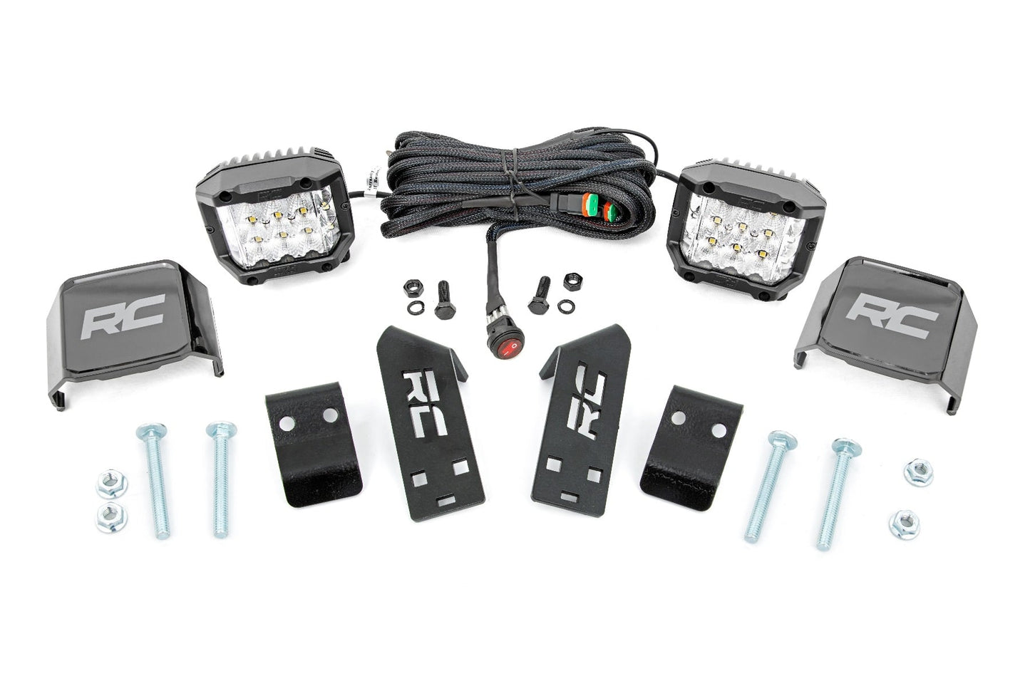 LED Light Kit A Pillar Mount 2 Inch Chrome Pair Wide Angle Polaris RZR PRO XP Rough Country