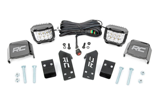 LED Light Kit A Pillar Mount 2 Inch Chrome Pair Wide Angle Polaris RZR PRO XP Rough Country