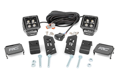 LED Light Kit A Pillar Mount 2 Inch Black Pair Amber DRL Polaris RZR PRO XP Rough Country