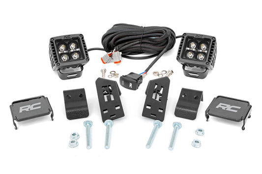 LED Light Kit A Pillar Mount 2 Inch Black Pair Amber DRL Polaris RZR PRO XP Rough Country