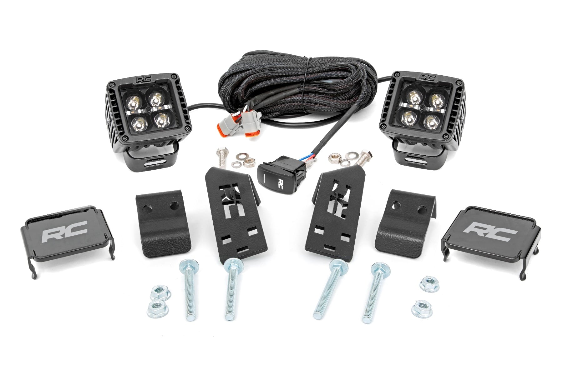 LED Light Kit A Pillar Mount 2 Inch Black Pair White DRL Polaris RZR PRO XP Rough Country