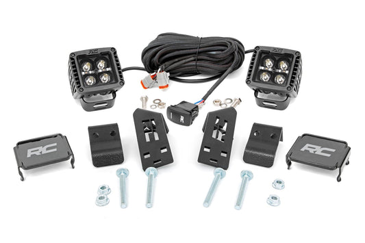 LED Light Kit A Pillar Mount 2 Inch Black Pair White DRL Polaris RZR PRO XP Rough Country