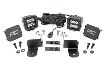LED Light Kit Rear Mount 2 Inch Black Pair Spot Polaris Ranger XP 1000 Rough Country-1