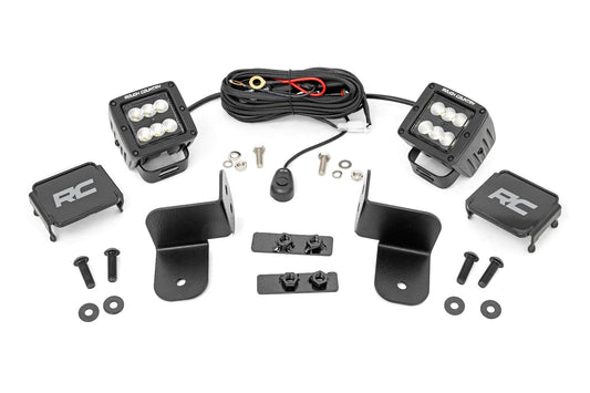 LED Light Kit Rear Mount 2 Inch Black Pair Flood Polaris Ranger XP 1000 Rough Country-1