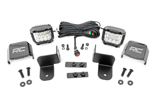 LED Light Kit Rear Mount 2 Inch Chrome Pair Wide Angle Polaris Ranger XP 1000 Rough Country-1