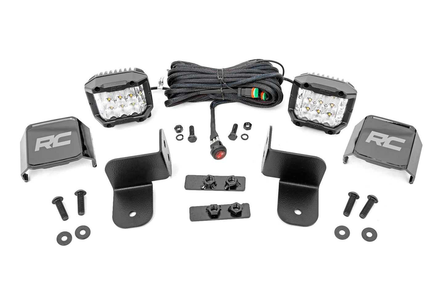 LED Light Kit Rear Mount 2 Inch Chrome Pair Wide Angle Polaris Ranger XP 1000 Rough Country-1