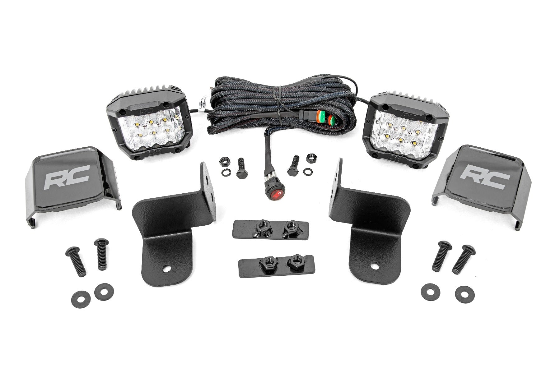 LED Light Kit Rear Mount 2 Inch Chrome Pair Wide Angle Polaris Ranger XP 1000 Rough Country-1