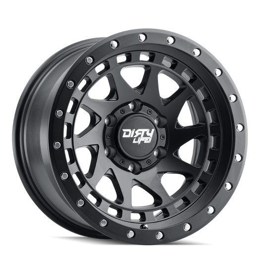 Enigma Pro 9311 Satin Black 17X9 Dirty Life Race Wheels