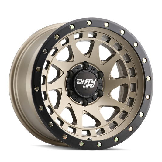 Enigma Pro 9311 Satin Gold 17X9 Dirty Life Race Wheels