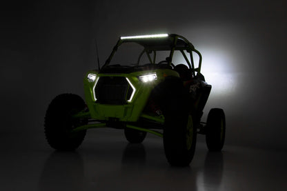 LED Light Kit 30 Inch Curved Front Bracket Black Series Polaris RZR Turbo S4 Rough Country-3