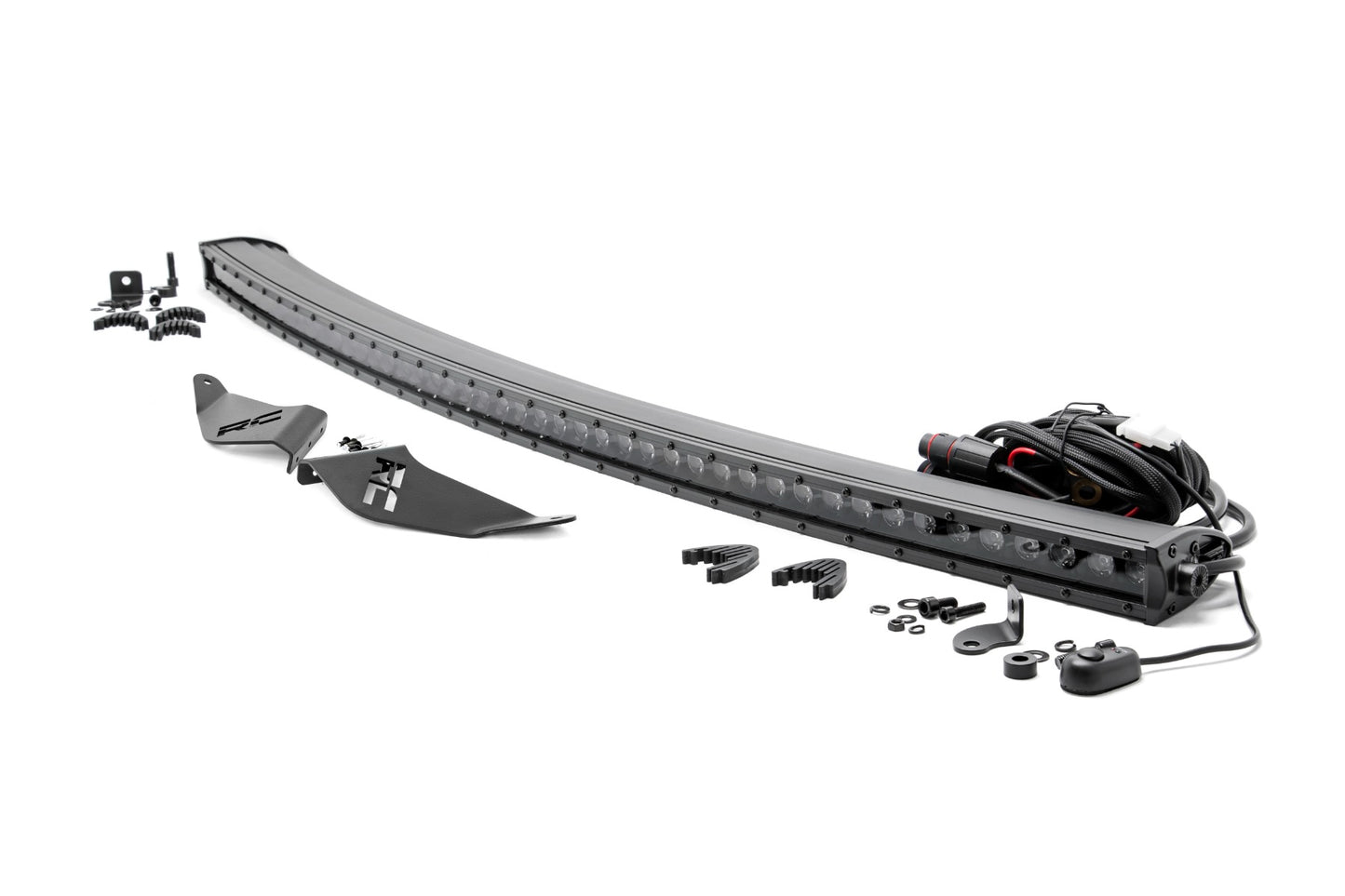 Rough Country LED Light Front Mount 50 Inch Single Row Black Pair with Factory Wiper 14-22 Polaris Ranger 1000XP Rough Country