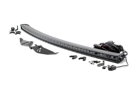 Rough Country LED Light Front Mount 50 Inch Single Row Black Pair with Factory Wiper 14-22 Polaris Ranger 1000XP Rough Country