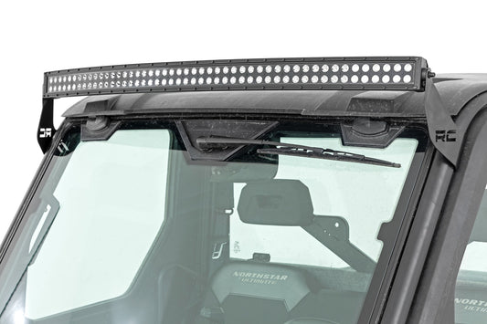 LED Light Front Mount 50 Inch Single Row Black Pair with Factory Wiper 14-22 Polaris Ranger 1000XP Rough Country-1