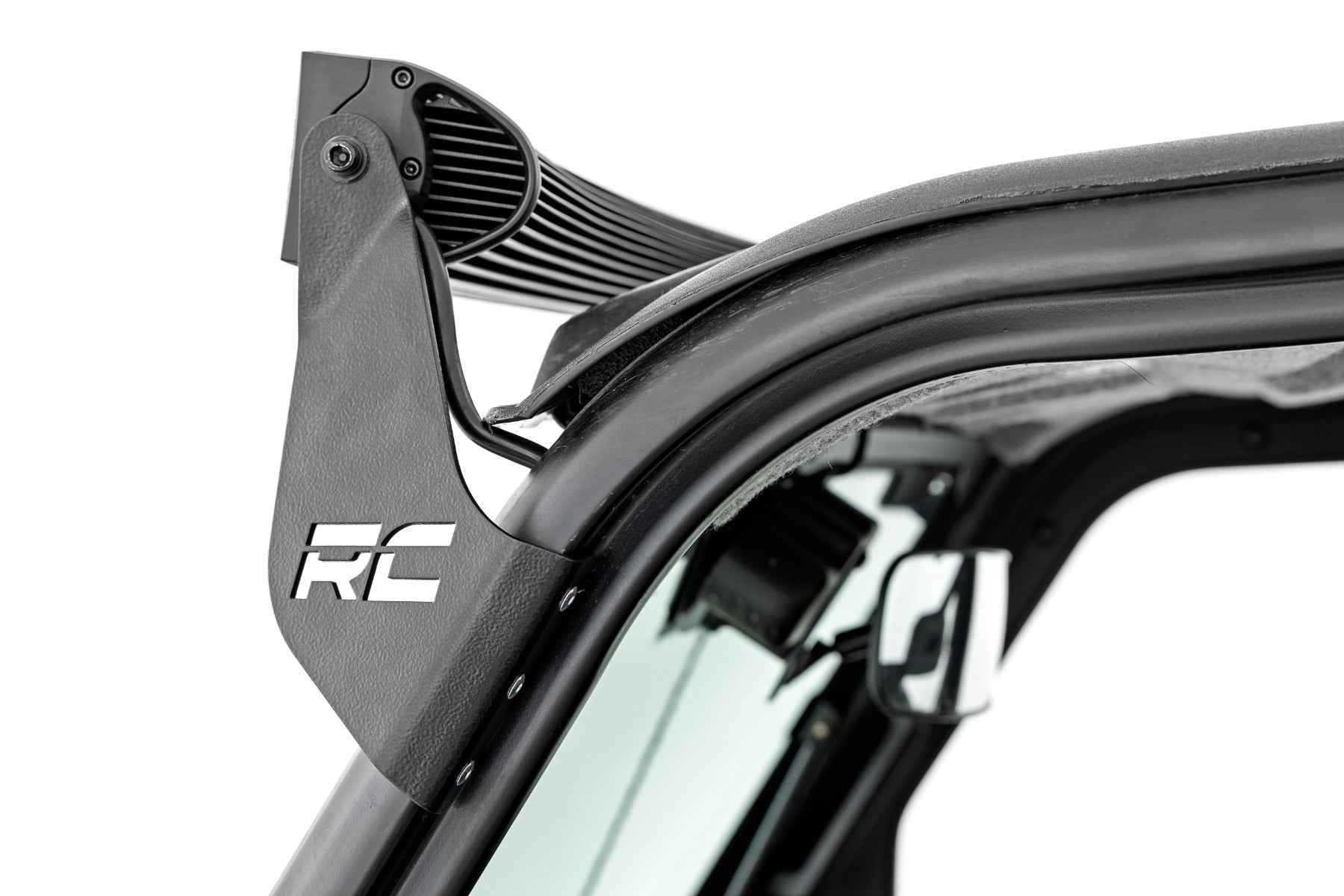 Rough Country LED Light Front Mount 50 Inch Single Row Black Pair with Factory Wiper 14-22 Polaris Ranger 1000XP Rough Country