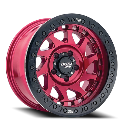 Enigma 9313 Gloss Crimson Candy Red 17X9 Dirty Life Race Wheels-18
