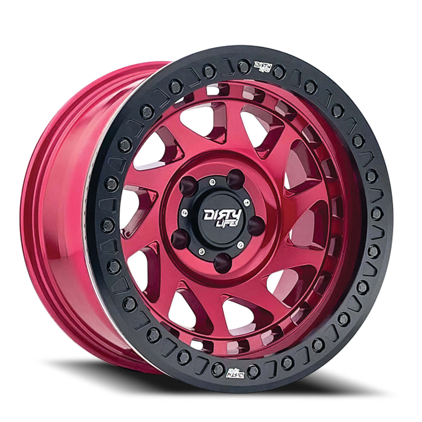 Enigma 9313 Gloss Crimson Candy Red 17X9 Dirty Life Race Wheels-6