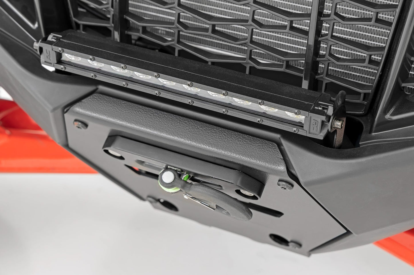 LED Light Winch Mount Front 10 Inch Black Slimline Polaris RZR Pro R Rough Country-2