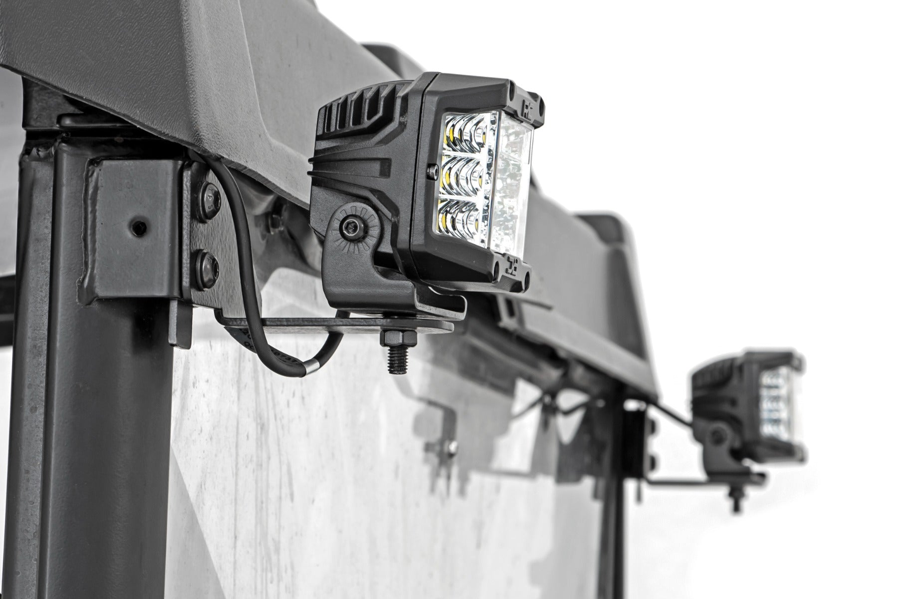 LED Light RR Cage Mount 2 Inch Chrome Pair Wide Angle Polaris Ranger 1000/Ranger XP 900/1000 Rough Country-1