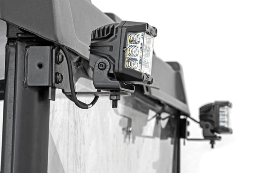 LED Light RR Cage Mount 2 Inch Black Flood Pair Polaris Ranger 1000/Ranger XP 900/1000 Rough Country-1