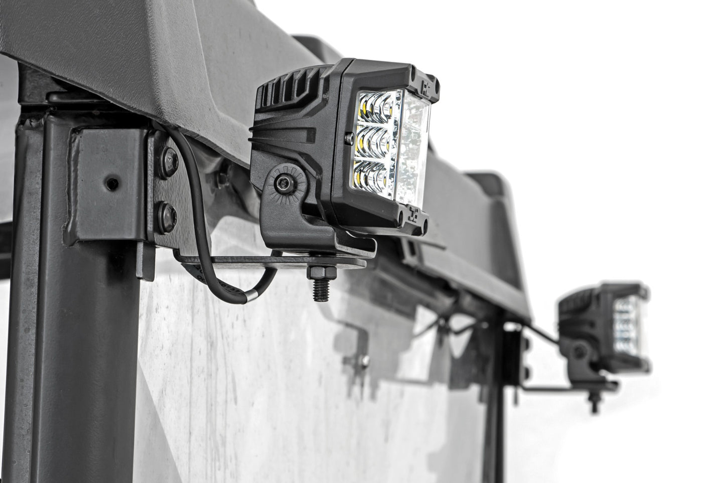 LED Light RR Cage Mount 2 Inch Black Flood Pair Polaris Ranger 1000/Ranger XP 900/1000 Rough Country-1