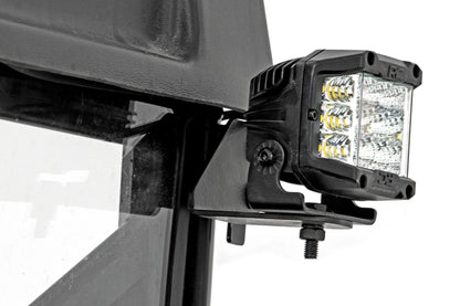 LED Light RR Cage Mount 2 Inch Black Flood Pair Polaris Ranger 1000/Ranger XP 900/1000 Rough Country-4