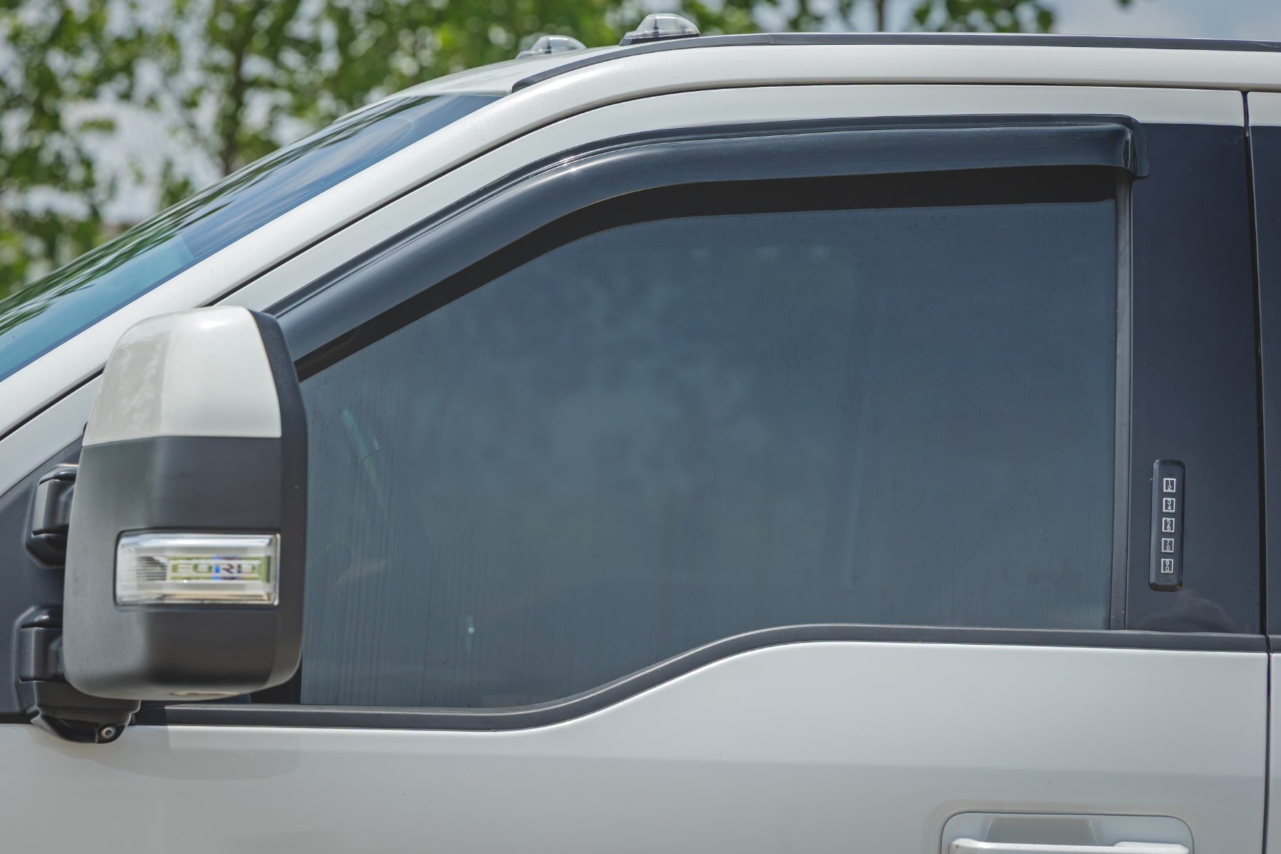 Side Window Deflectors Tape On Rain Guard Ford F-150/Lightning/F-250/F-350/Raptor (15-26) Rough Country-3