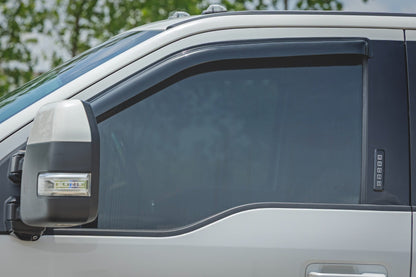 Side Window Deflectors Tape On Rain Guard Ford F-150/Lightning/F-250/F-350/Raptor (15-26) Rough Country-3